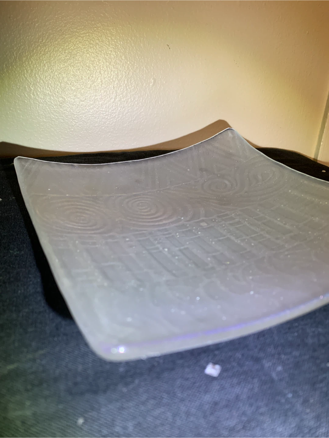 🏈 Hand-Slumped Iridescent Glass Decorative Dish - photo 2