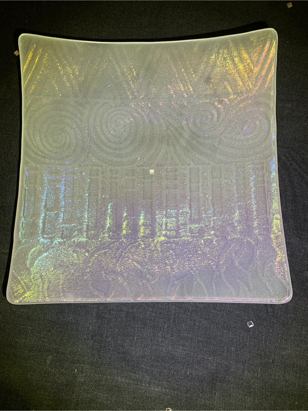 🏈 Hand-Slumped Iridescent Glass Decorative Dish - photo 5