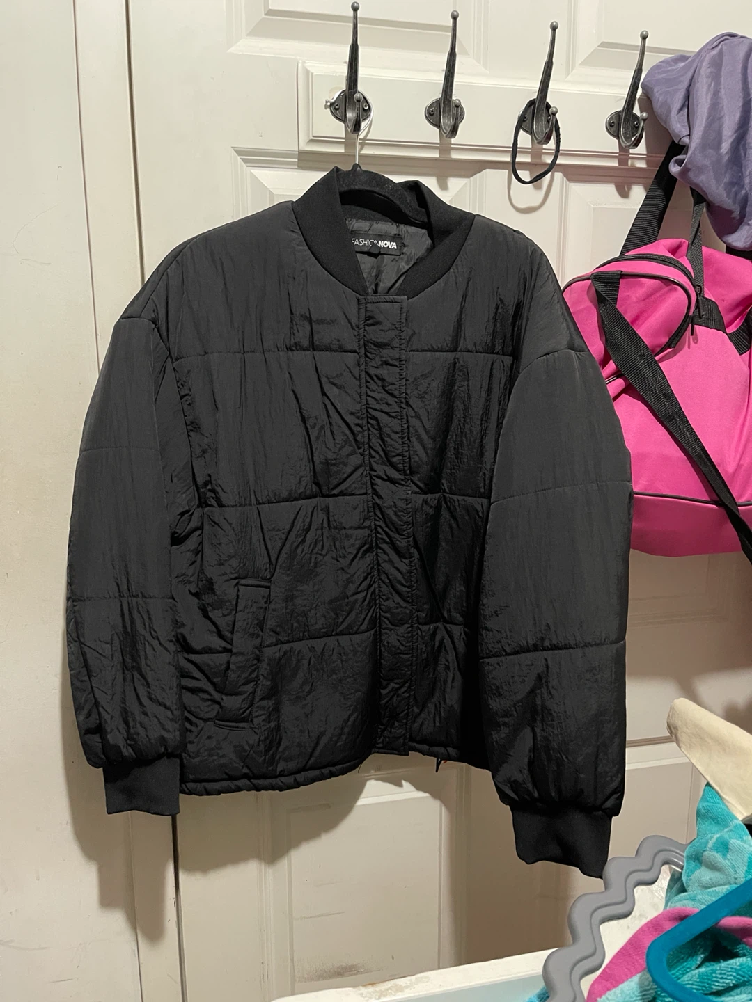 Fashion Nova Black Quilted Bomber Jacket