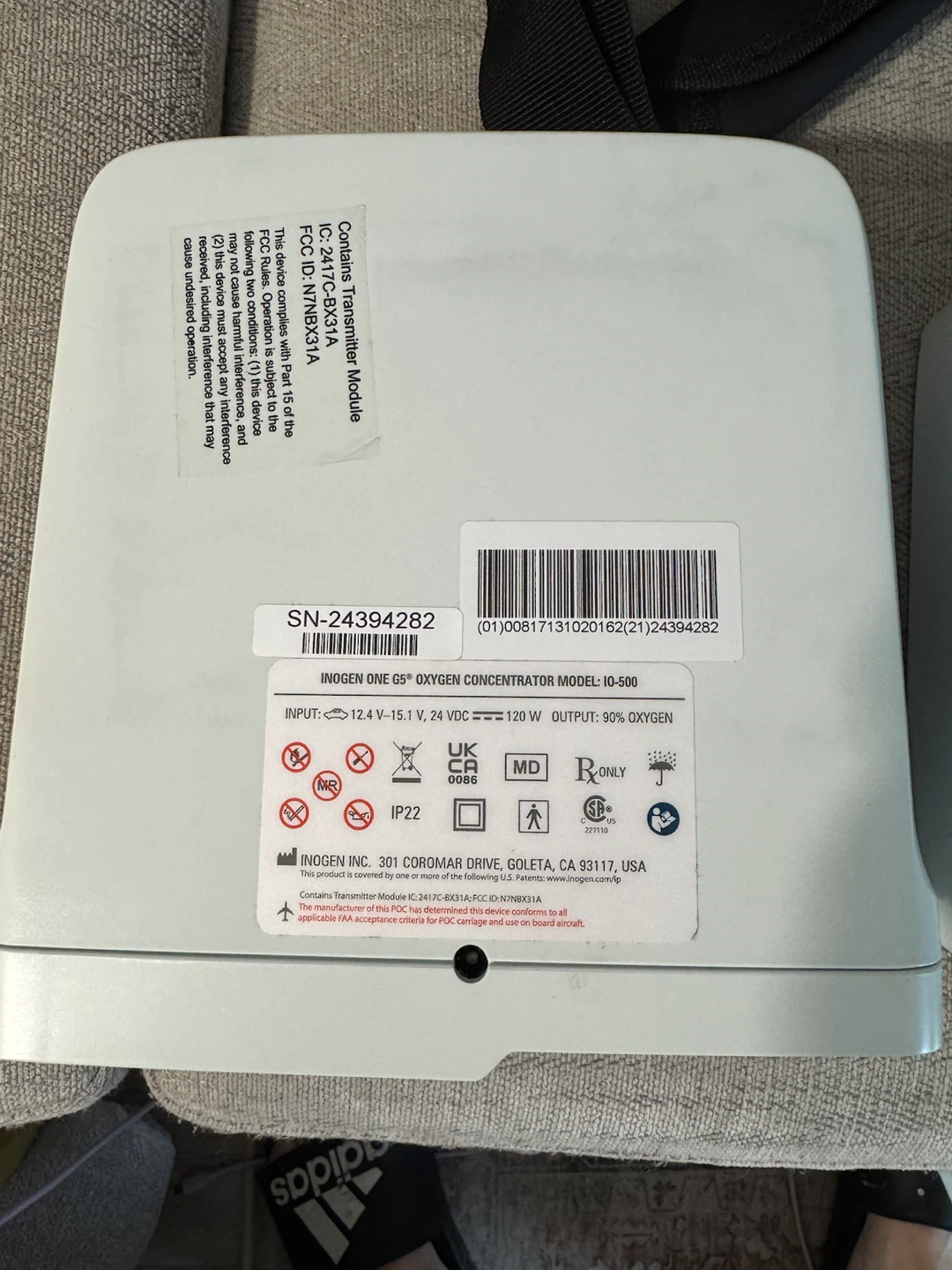 Inogen One G5 Oxygen Concentrator Model IO-500 - photo 2