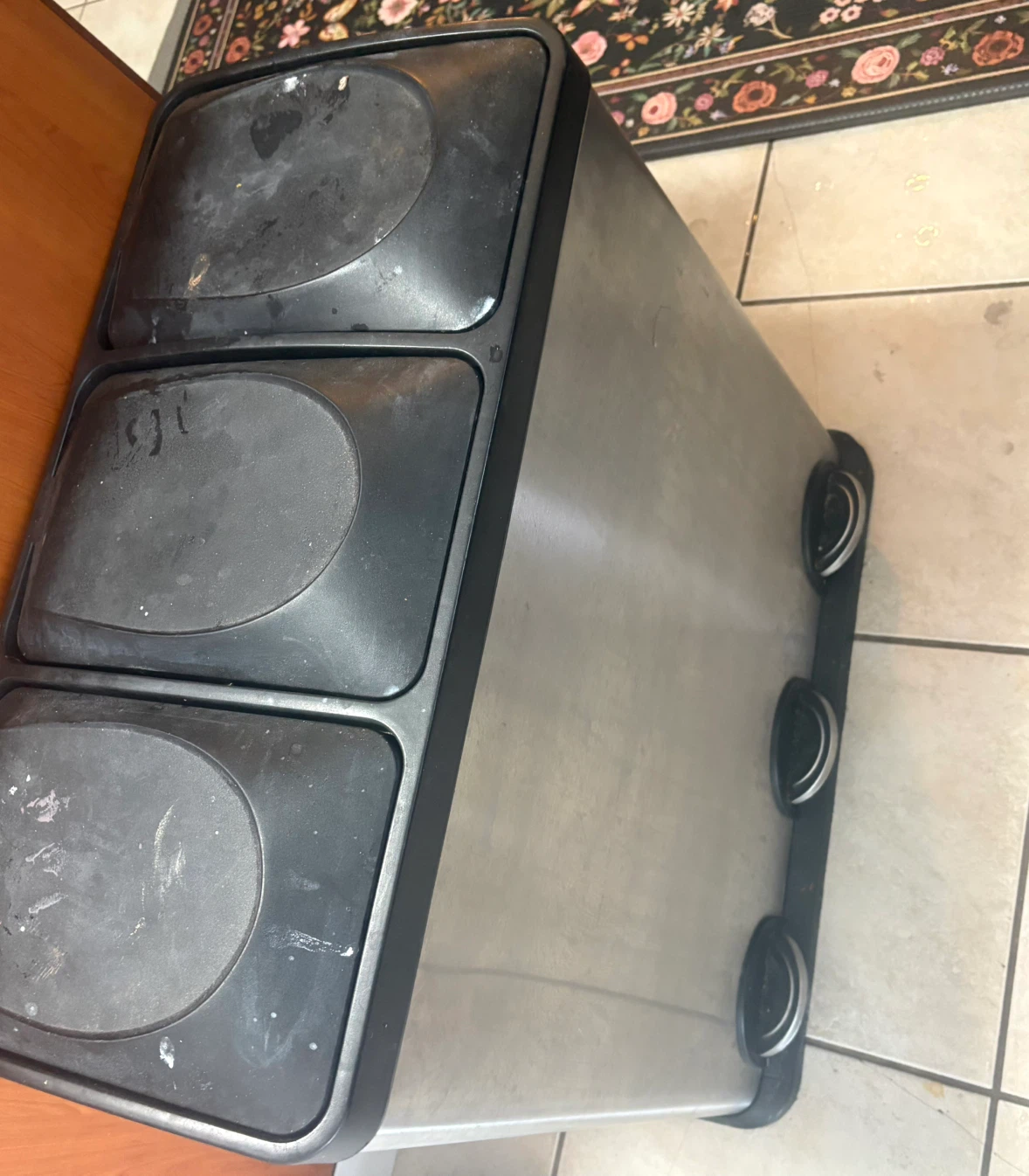 3-Compartment Stainless Steel Recycling Bin