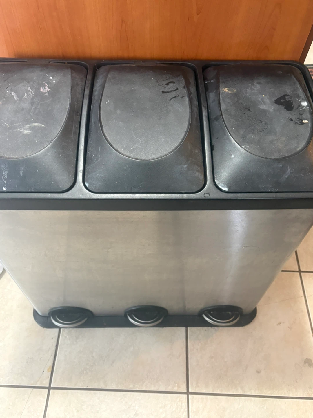3-Compartment Stainless Steel Recycling Bin - photo 2