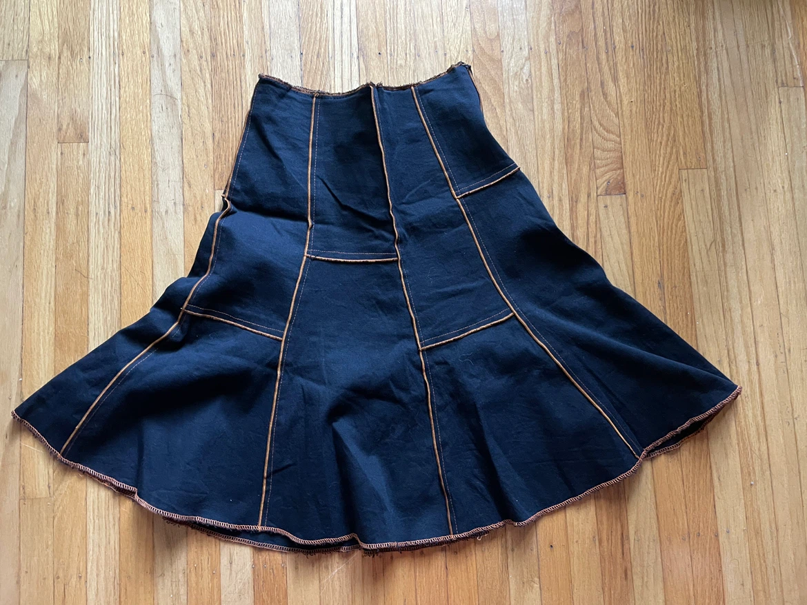 Black A-Line Denim Skirt