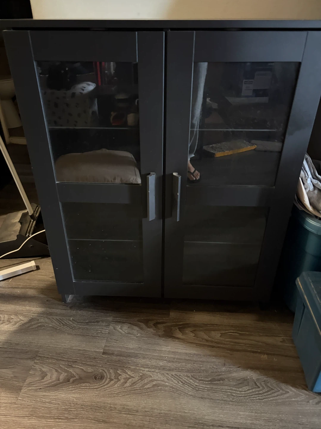 Black Display Cabinet with Glass Doors