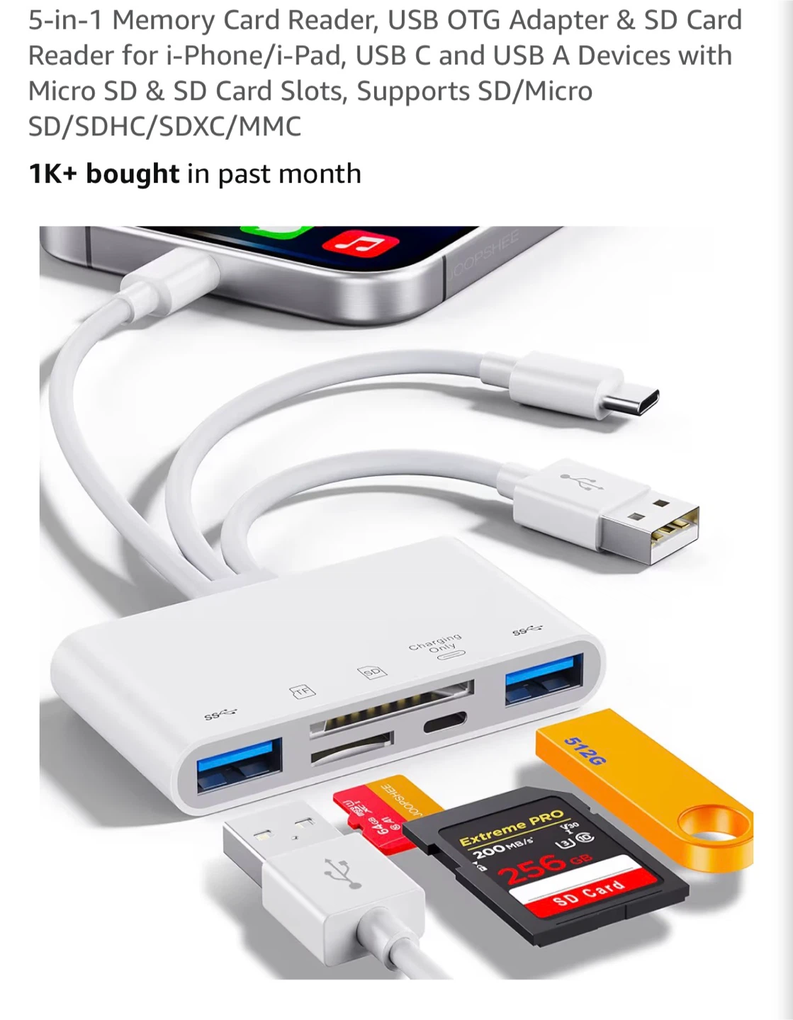🏈 Joopshee 5-in-1 Memory Card Reader Adapter
