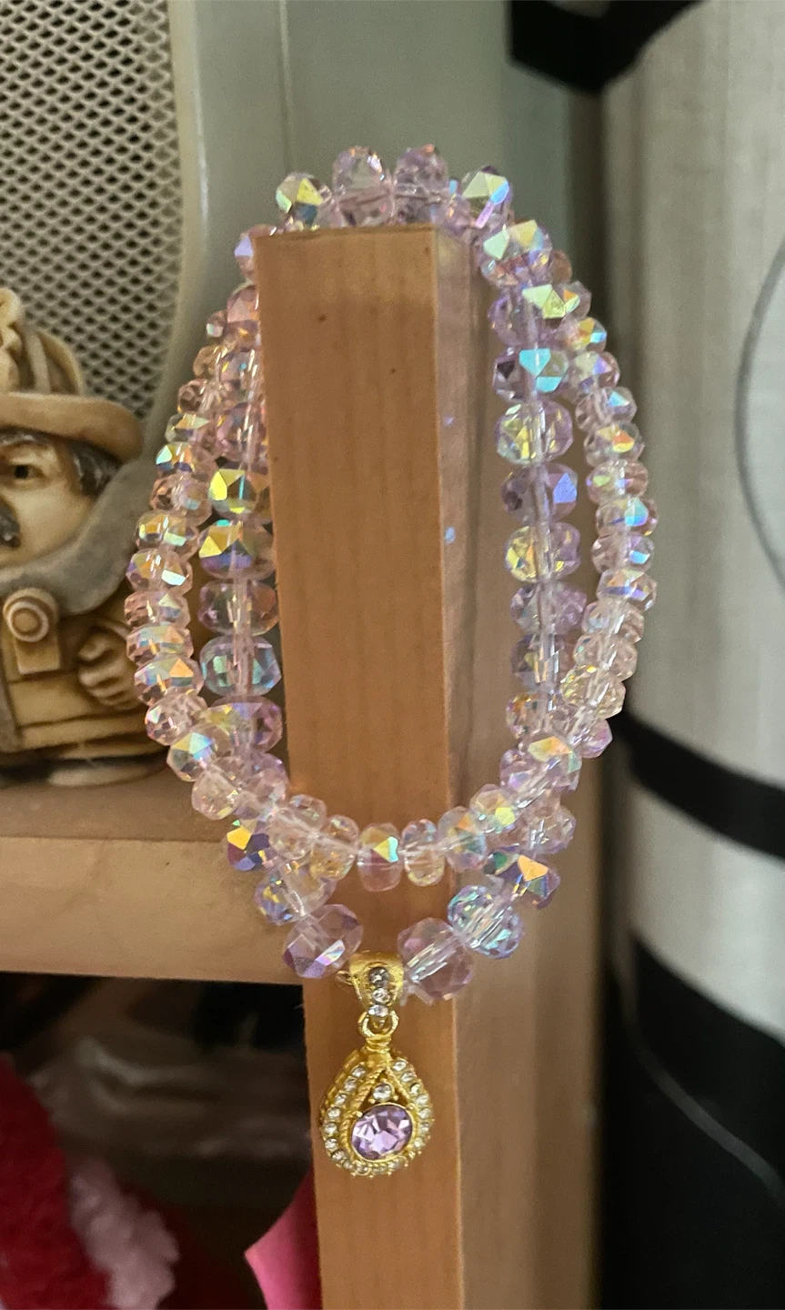Two Iridescent Crystal Bead Bracelet