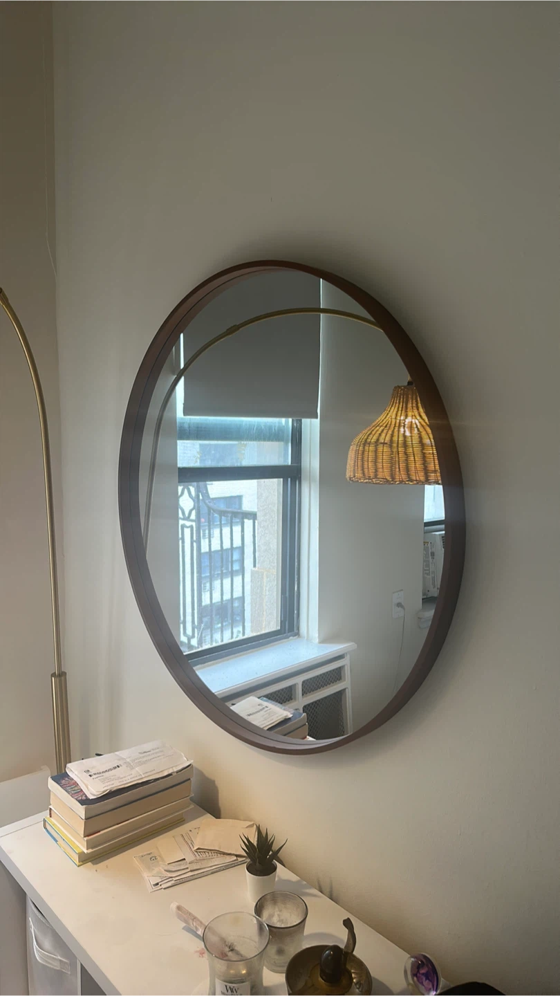 Round Wood Wall Mirror