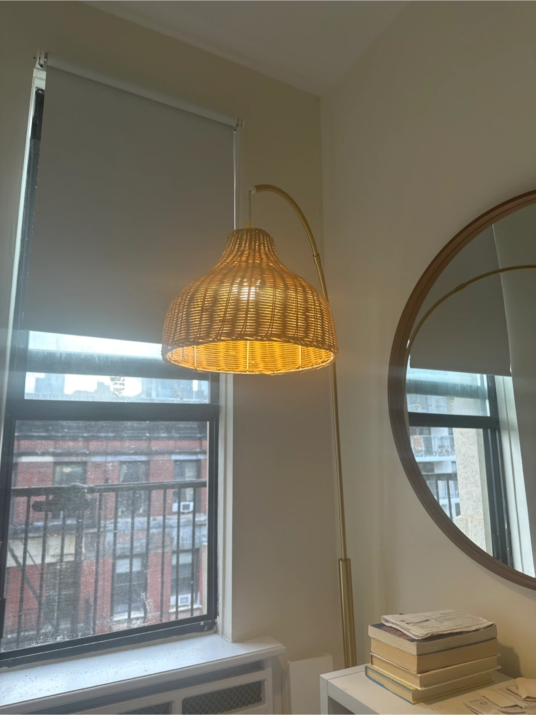 Woven Rattan Arc Floor Lamp
