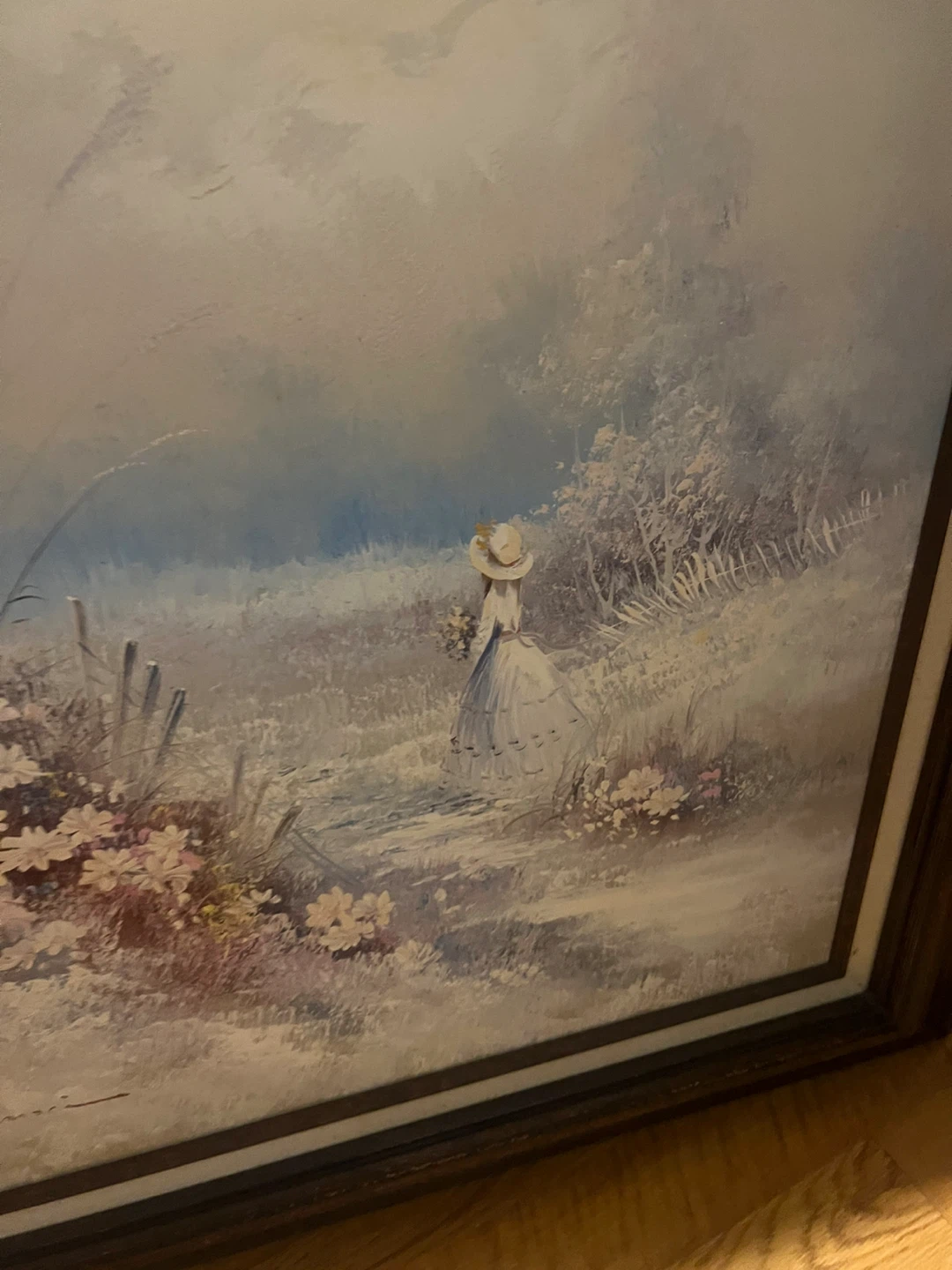 Vintage Framed oil painting of Woman in Field 🏈 - photo 3