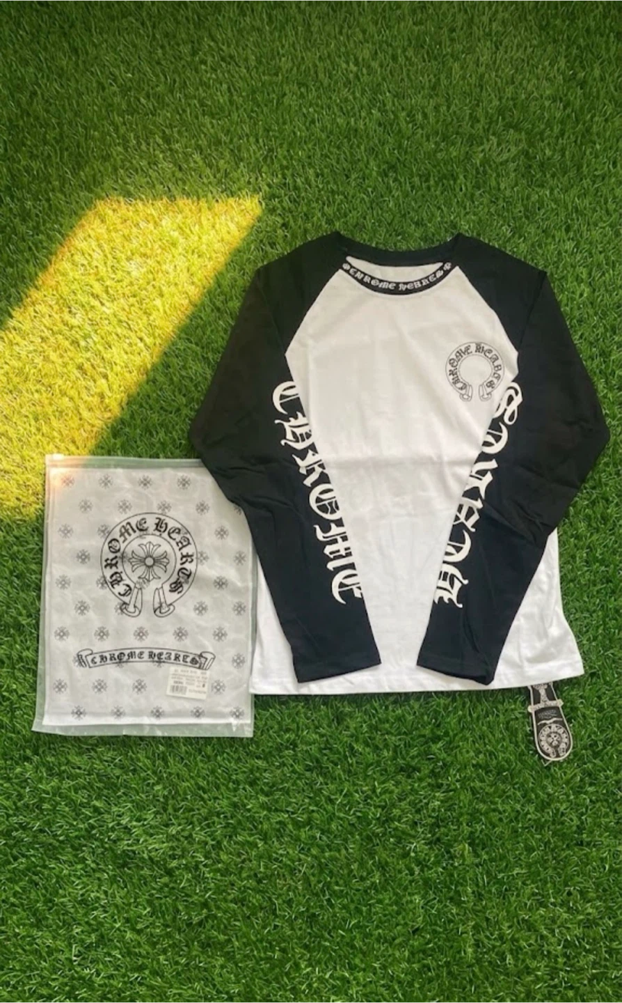 Chrome Hearts Black & White Horseshoe Raglan Long Sleeve