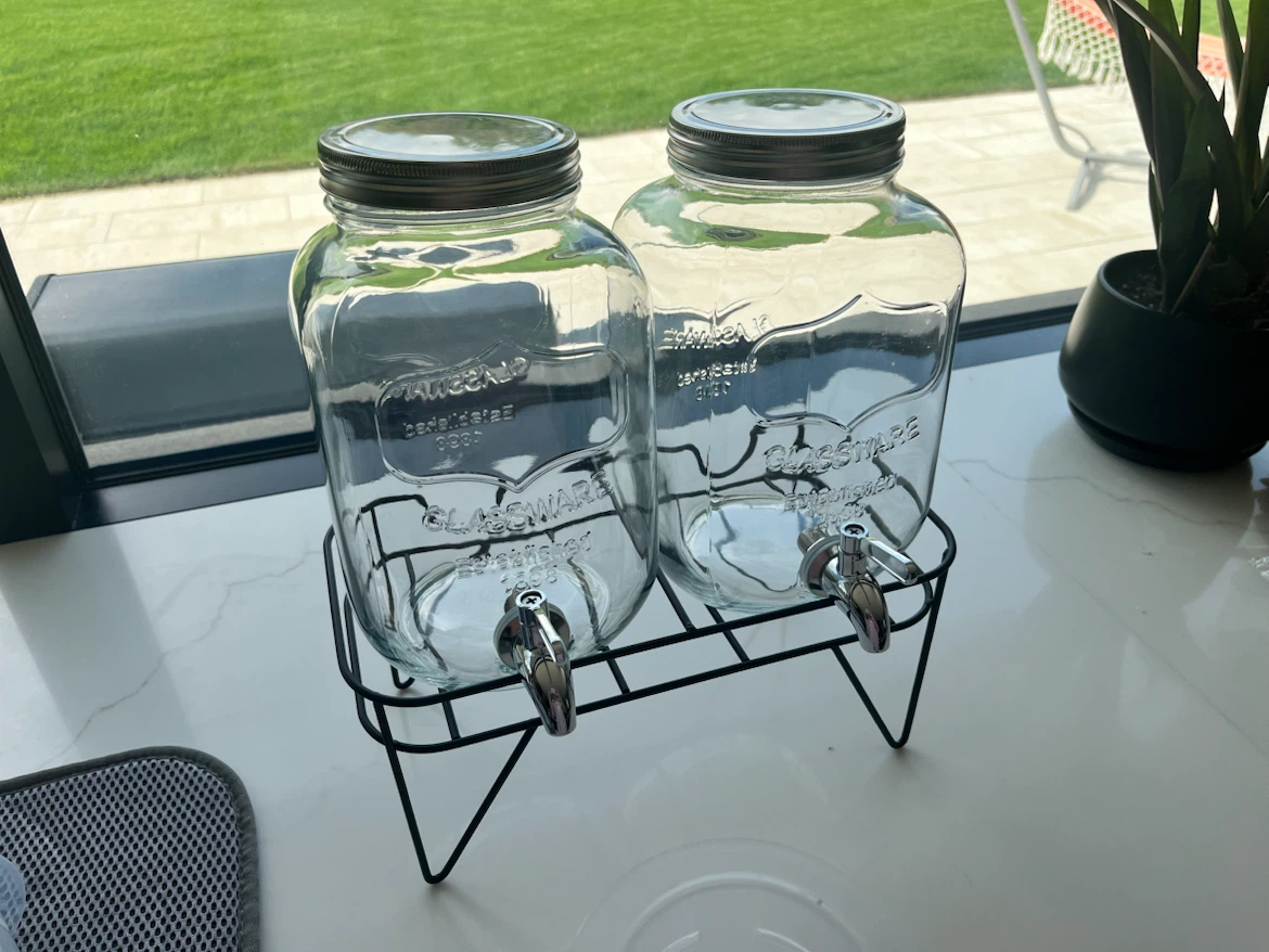 Double Glass Beverage Dispenser Set