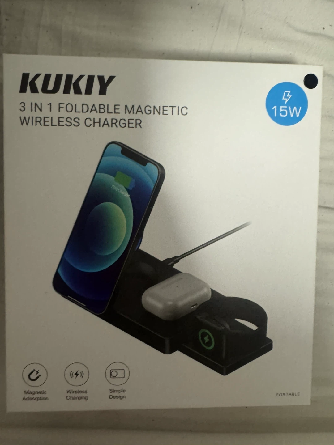 KUKIY 3-in-1 Foldable Magnetic Wireless Charger