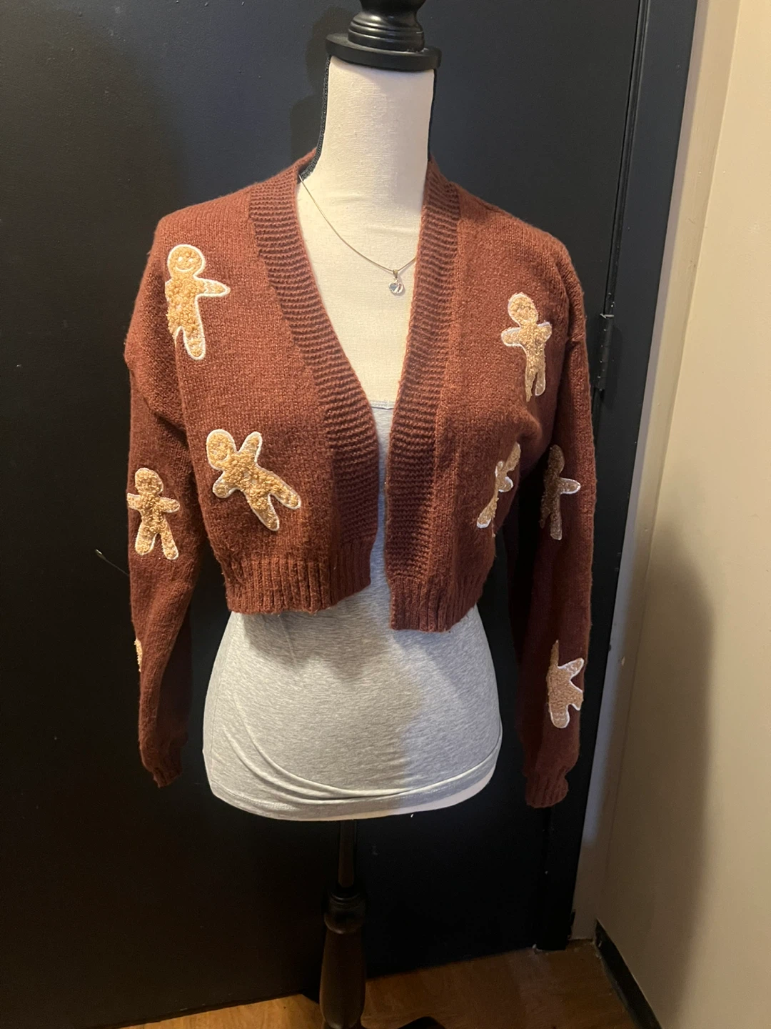 Brown Gingerbread Man Cardigan 🏈