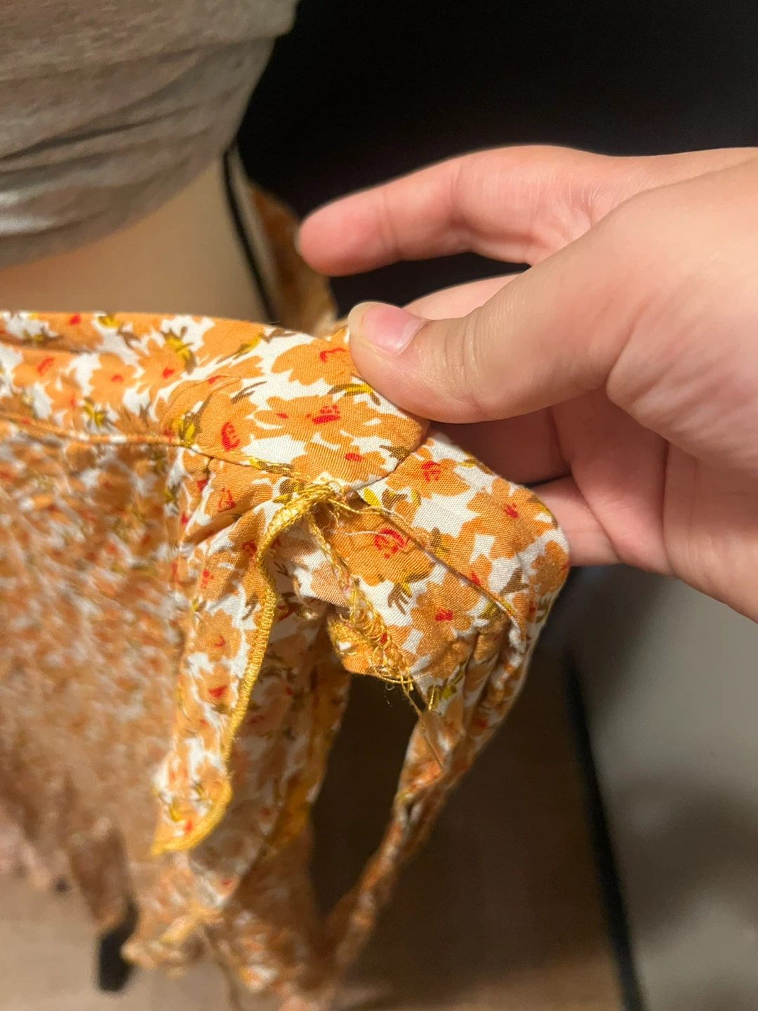 Orange Floral Print Wrap Skirt 🏈 - photo 3