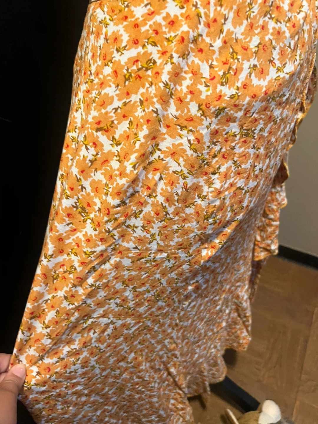 Orange Floral Print Wrap Skirt 🏈 - photo 5