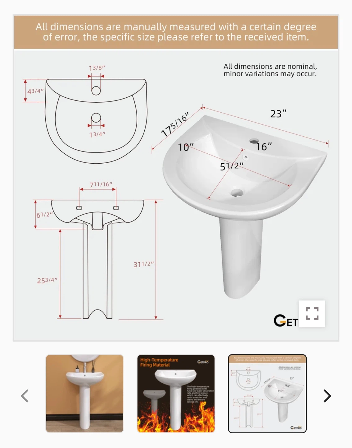 Deluxe Pedestal Sink BPS003 - photo 5