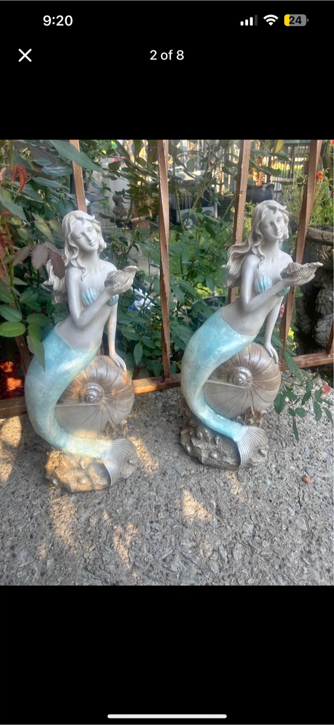 Set of Two Mermaid Garden Statues for inside and out 🏈