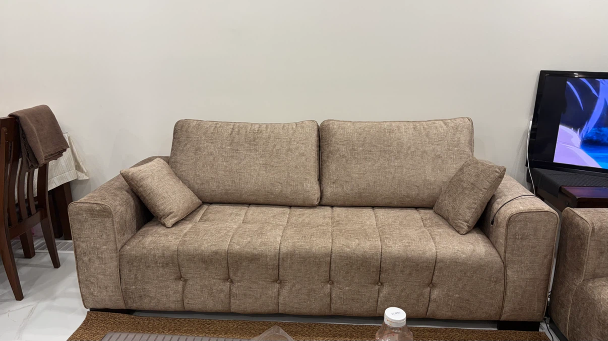 Beautiful Beige & Gold Custom-Made Couches for Sale - photo 2