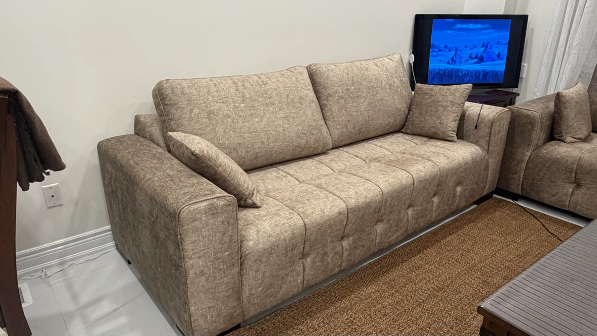 Beautiful Beige & Gold Custom-Made Couches for Sale - photo 3