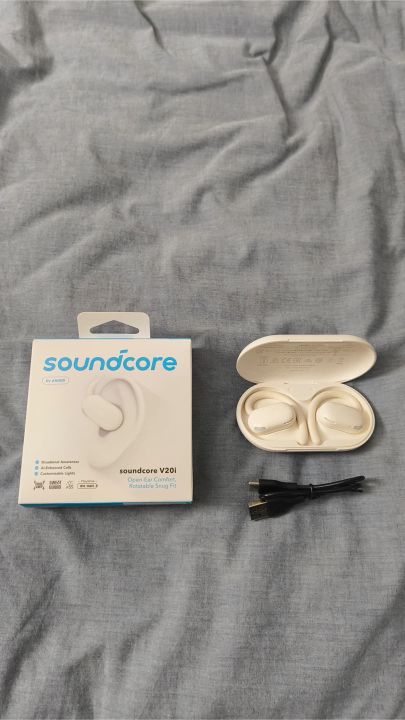 Soundcore V20i Open-Ear Wireless Earbuds - White
