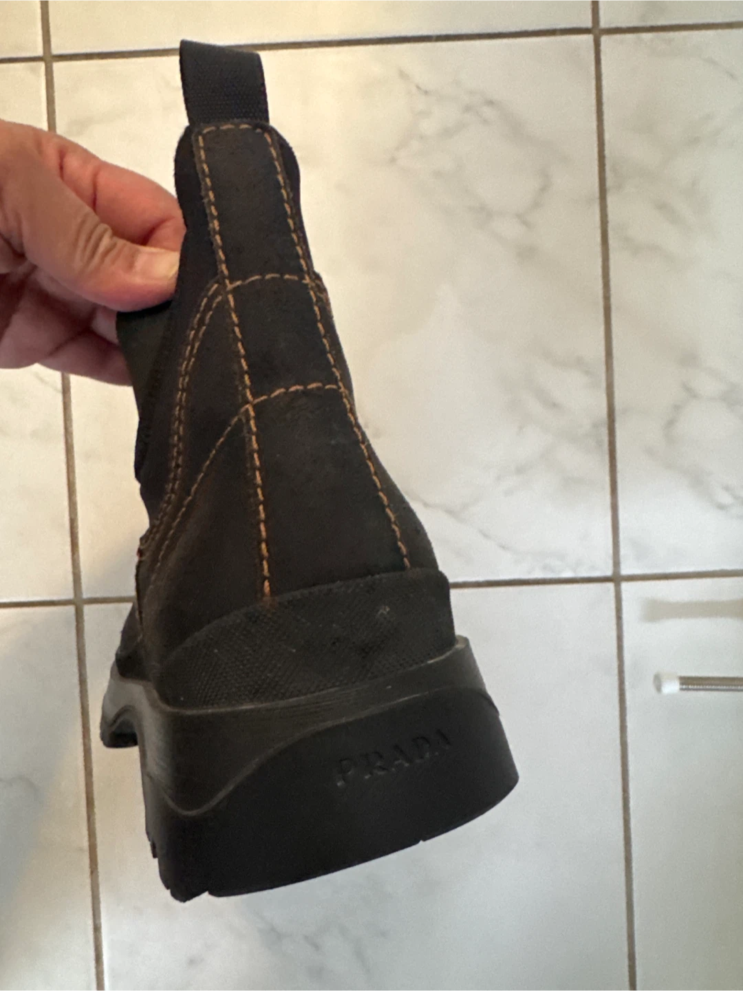 Prada Black Suede Chelsea Boots - photo 3