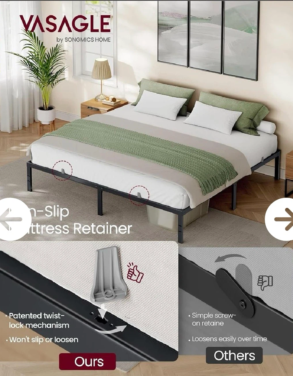 VASAGLE King Size Metal Bed Frame - photo 3