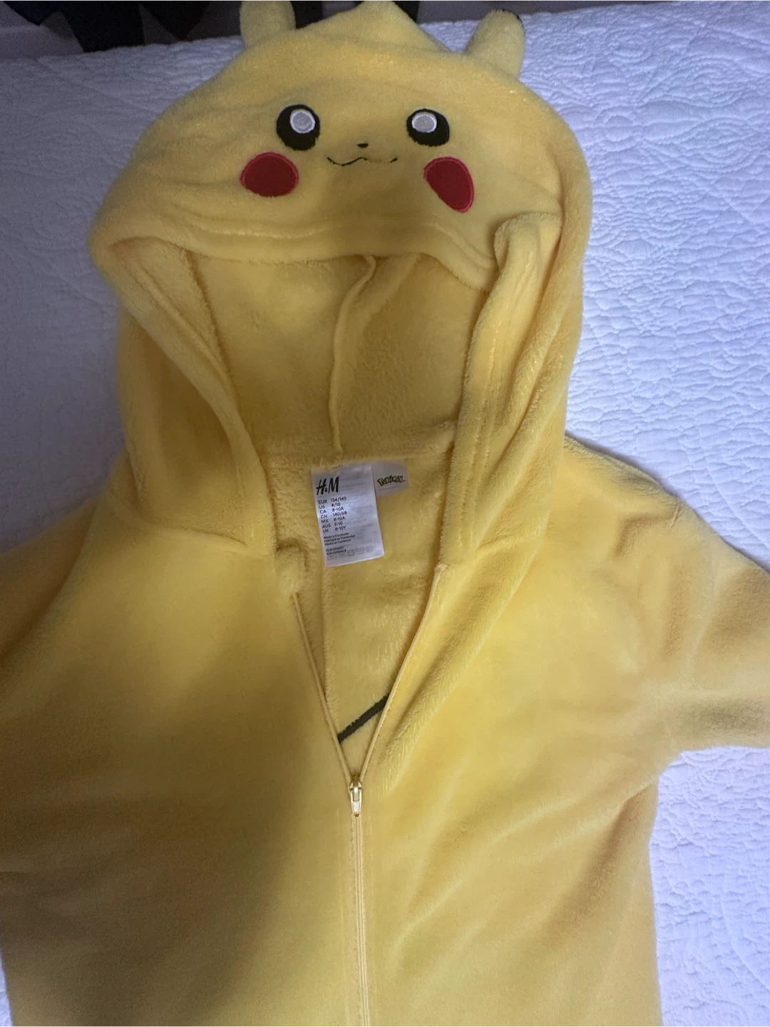 Pikachu onsie costume. Size 8-10 with pokeball candy bucket - photo 2