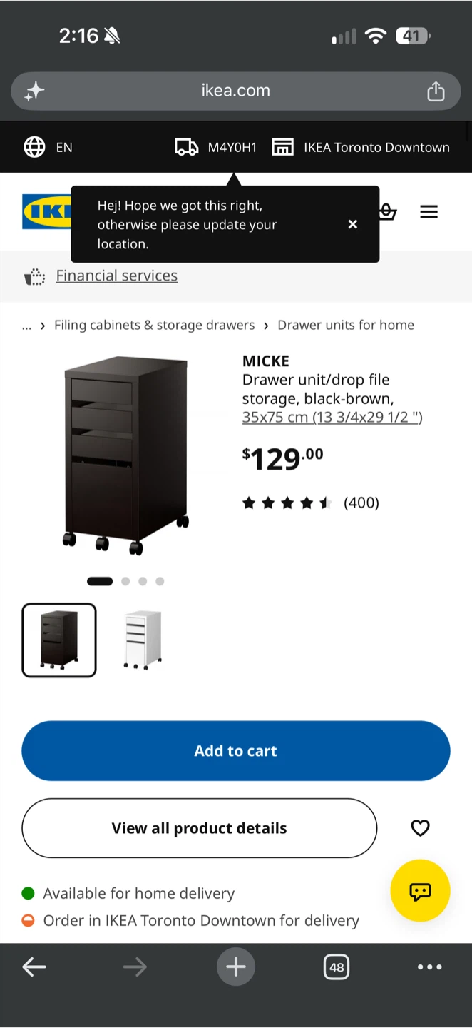 IKEA MICKE Drawer Unit in Black-Brown - photo 2