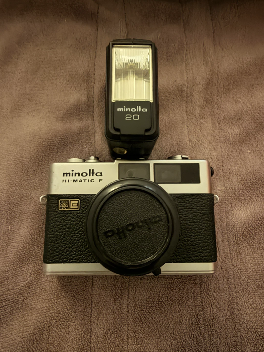 Minolta Hi-Matic F Camera with Minolta 20 Flash