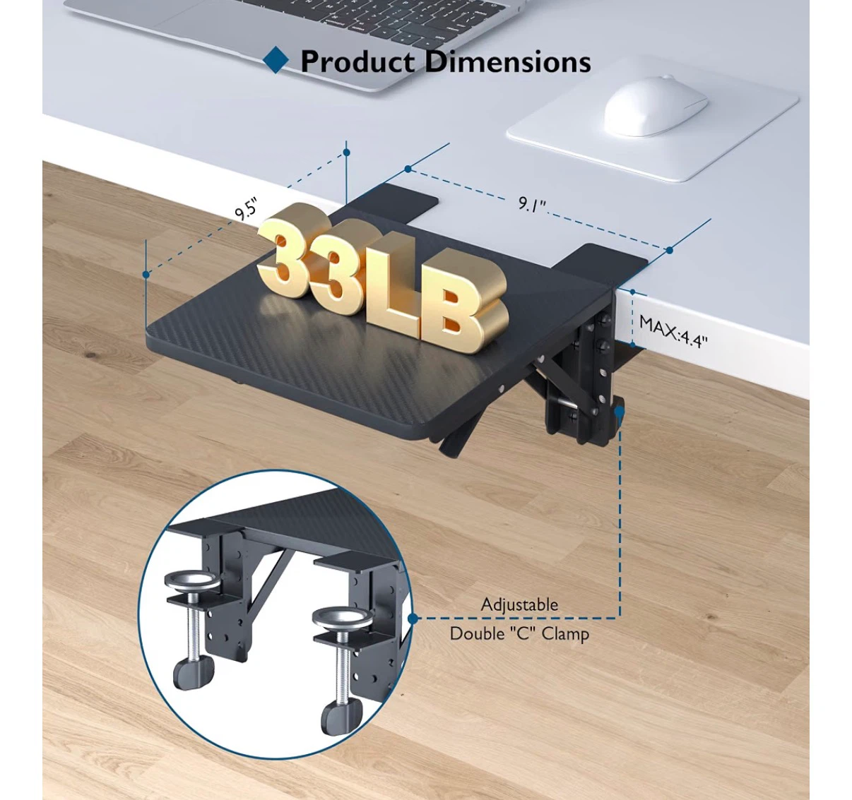 Clamp-On Desk Extension Tray - photo 5