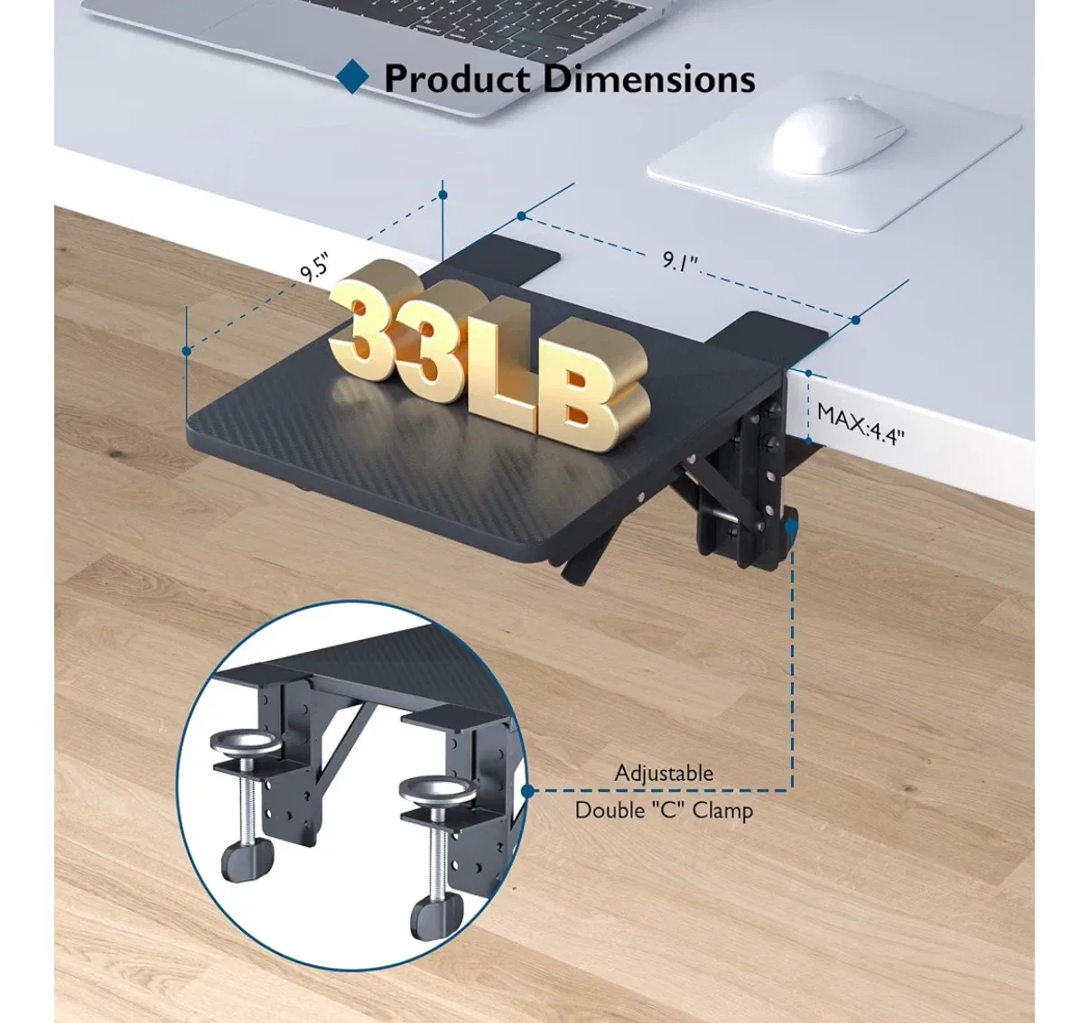 Clamp-On Desk Extension Tray - photo 5