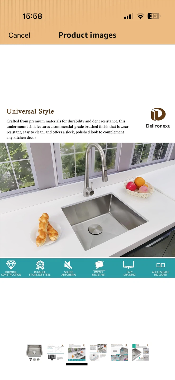 Delironexu 15x18 Inch Stainless Steel Undermount Sink - photo 5