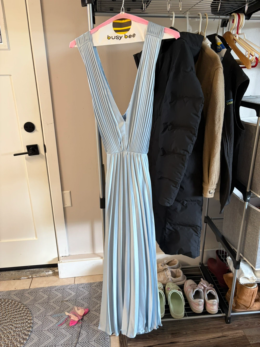 Light Blue Pleated Maxi Dress