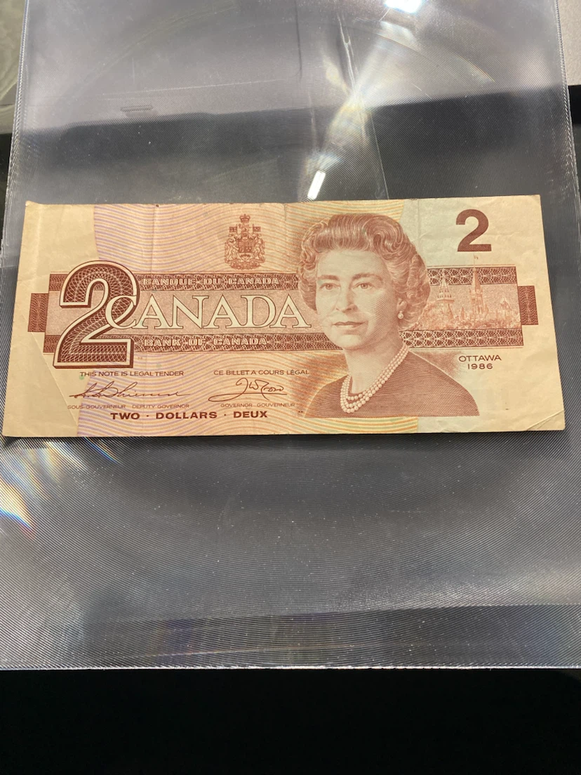 1986 Canadian Two Dollar Banknote
