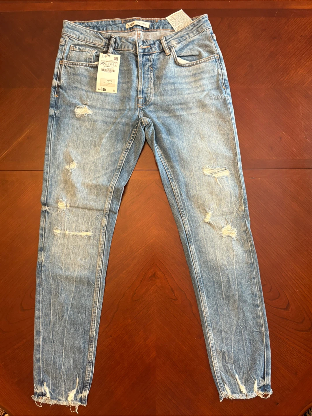 ZARA Distressed Blue Jeans - photo 2