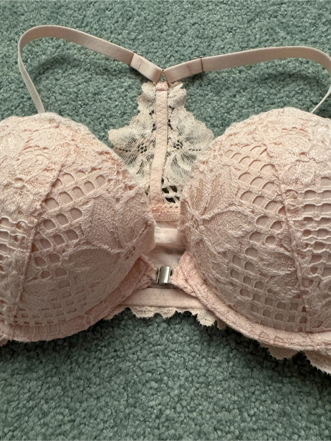 Aerie Pink Lace Racerback Bra - 32C - photo 3