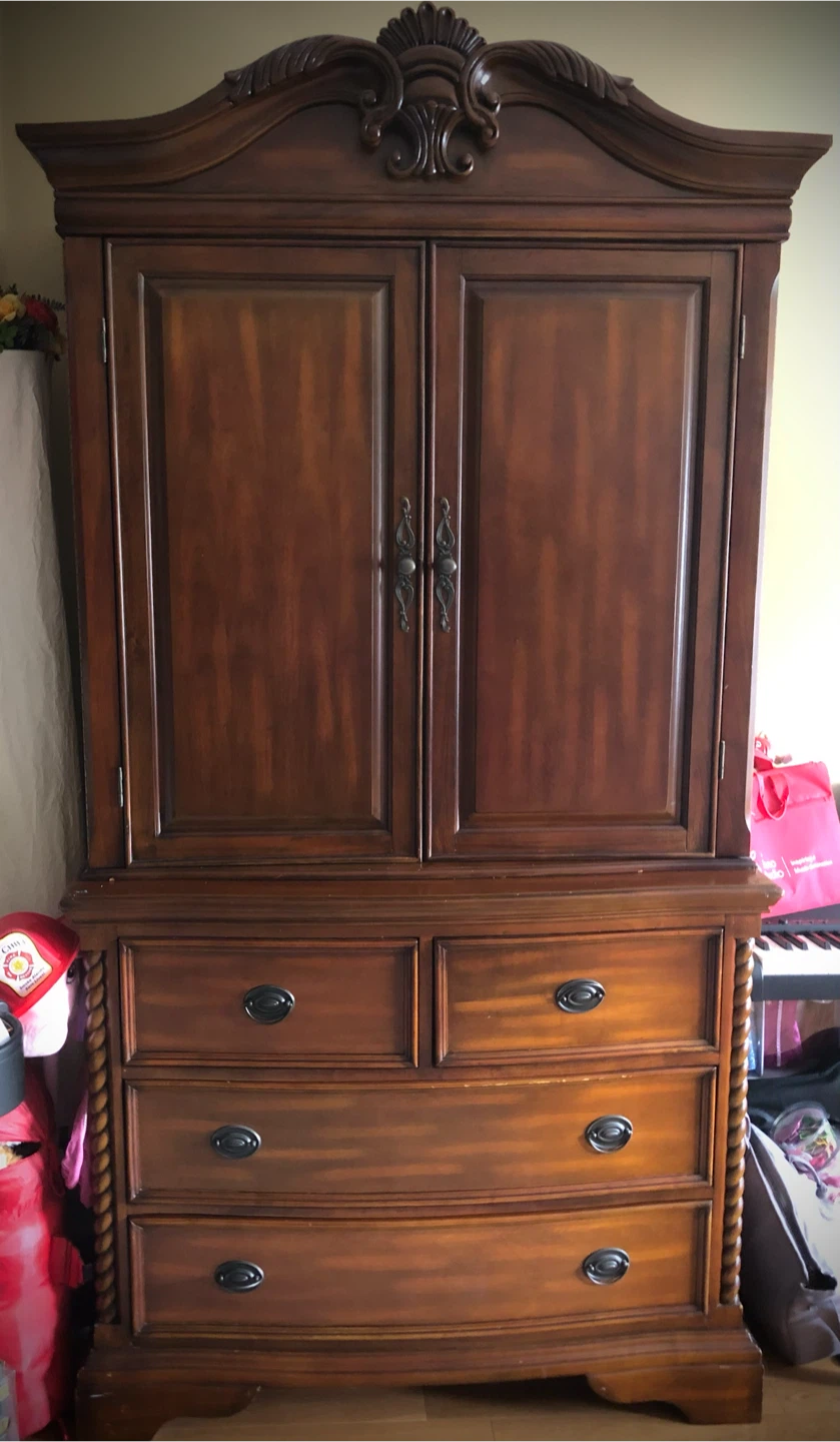 Traditional Wood Armoire with Drawers