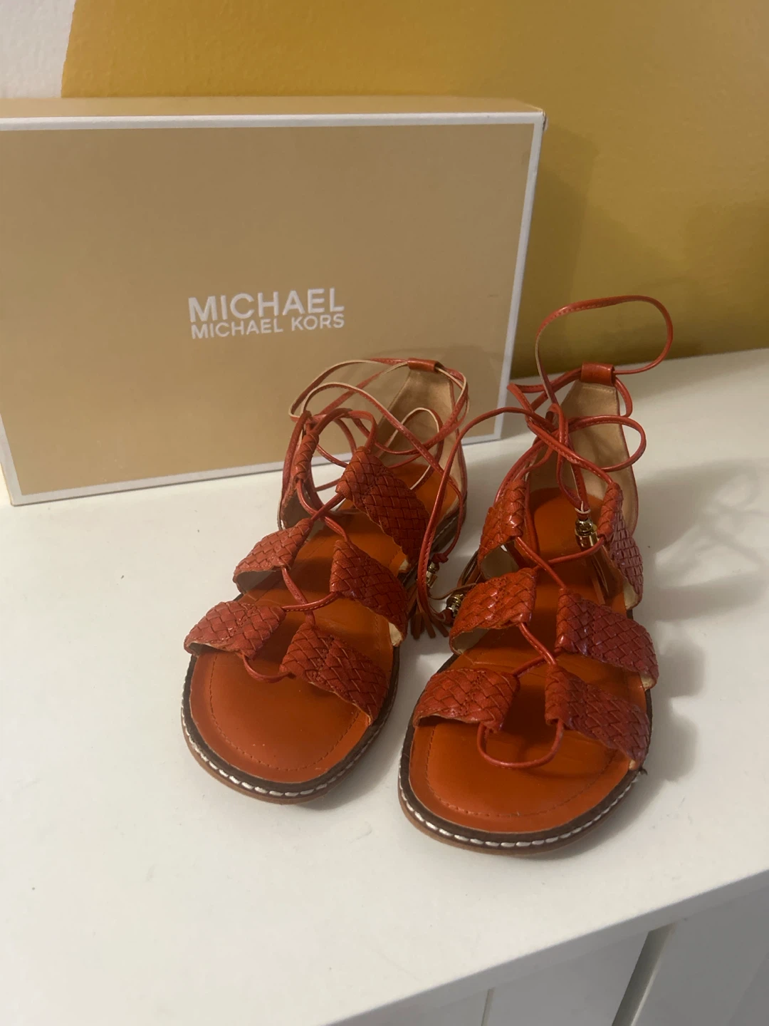 Michael Kors Woven Lace-Up Sandals 🏈