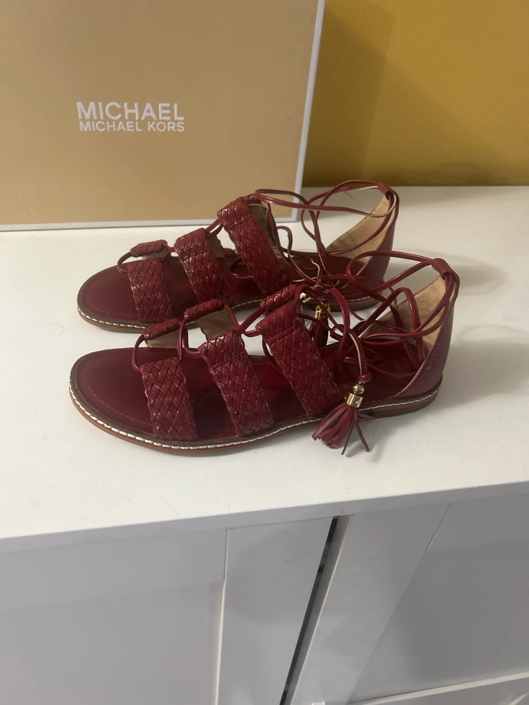 Michael Kors Red Woven Lace-Up Sandals 🏈 - photo 2