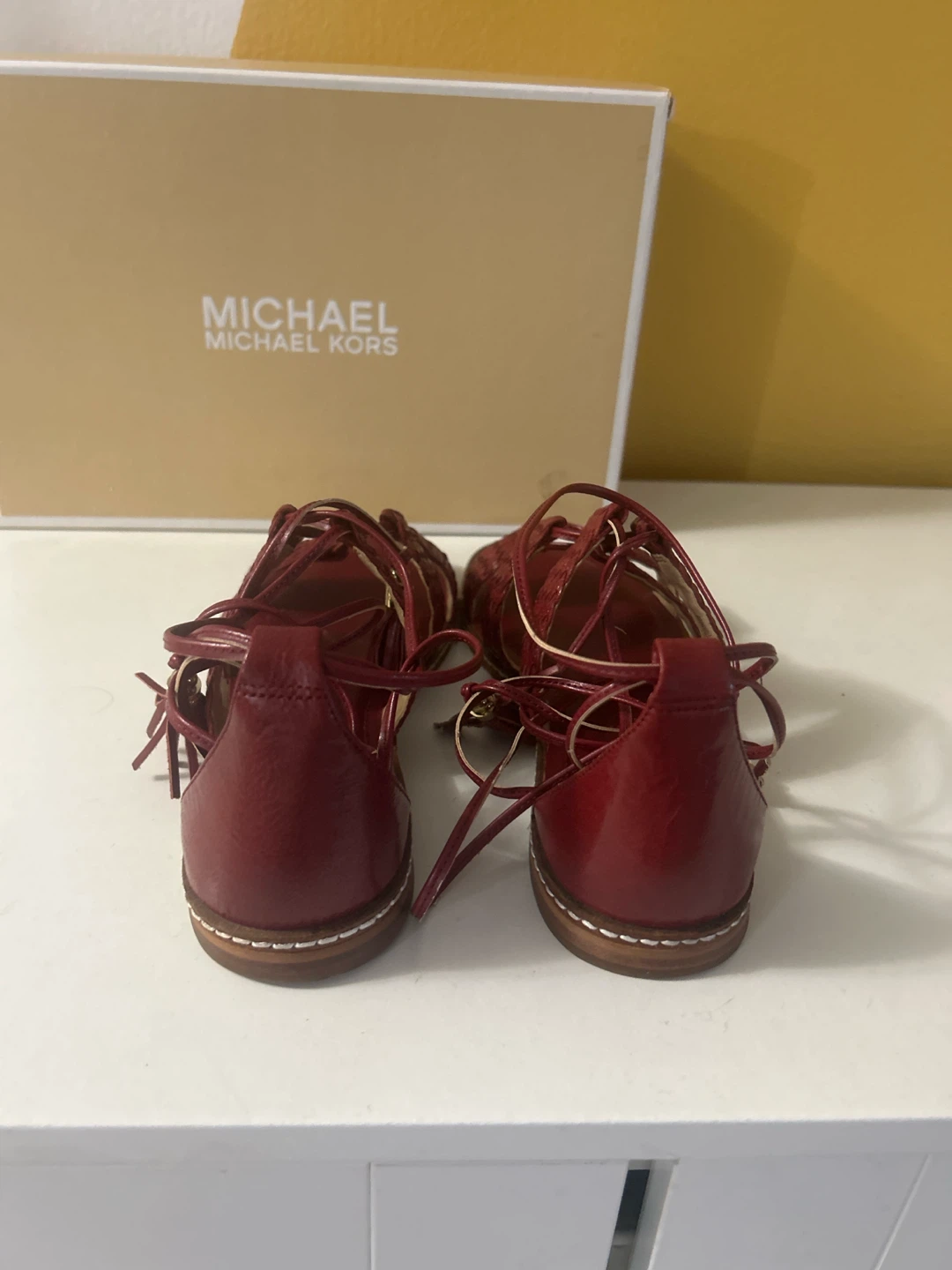 Michael Kors Red Woven Lace-Up Sandals 🏈 - photo 3