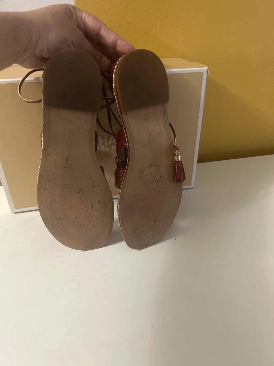 Michael Kors Red Woven Lace-Up Sandals 🏈 - photo 4