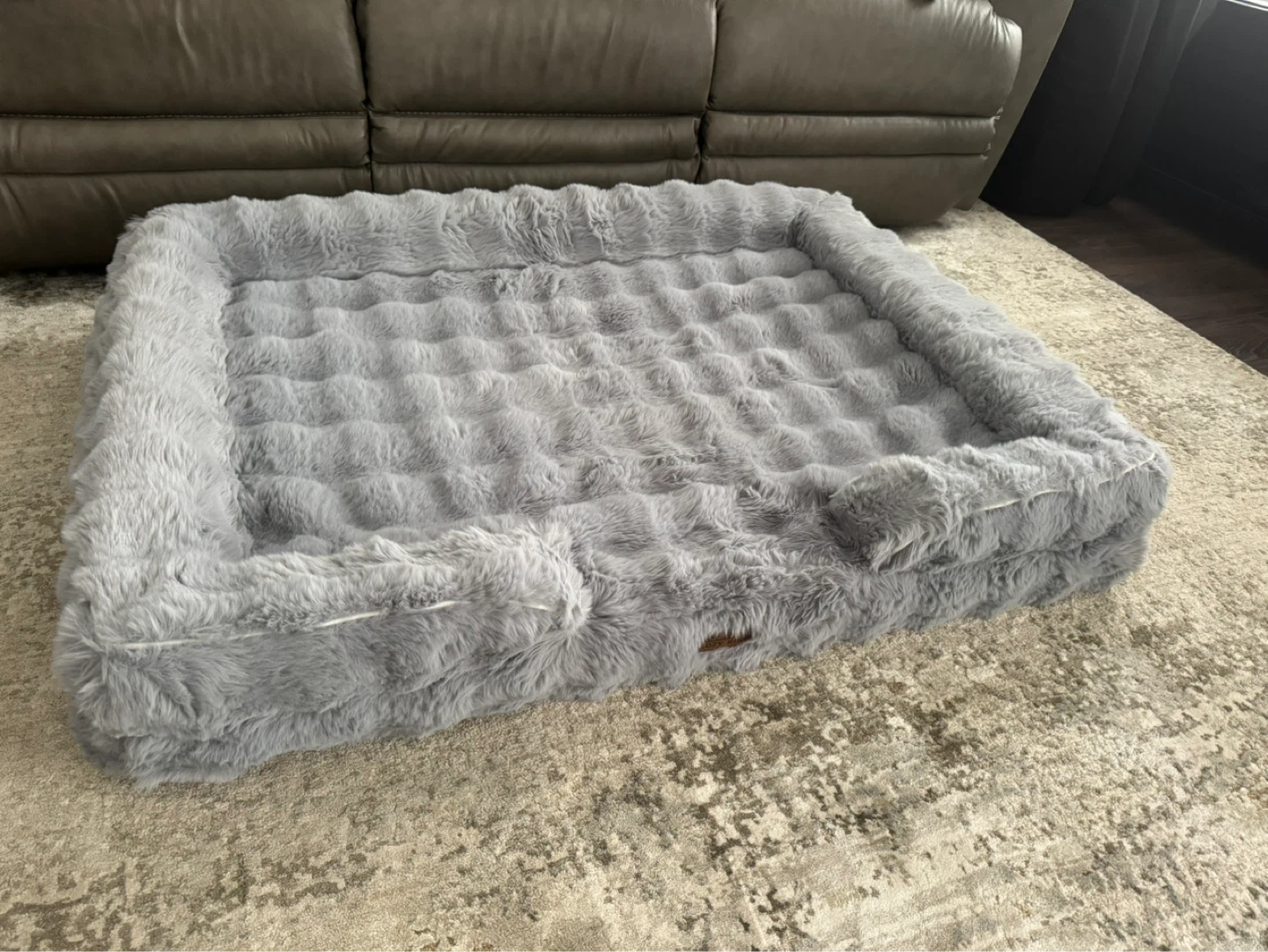 COZY KISS Faux Fur Orthopedic Extra Large Dog Bed, XL 112x81x18 - photo 5