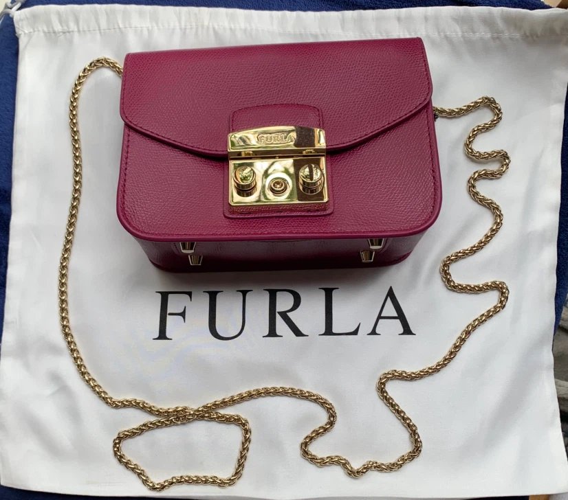Furla Magenta / Berry Metropolis Mini Crossbody Bag 🏈