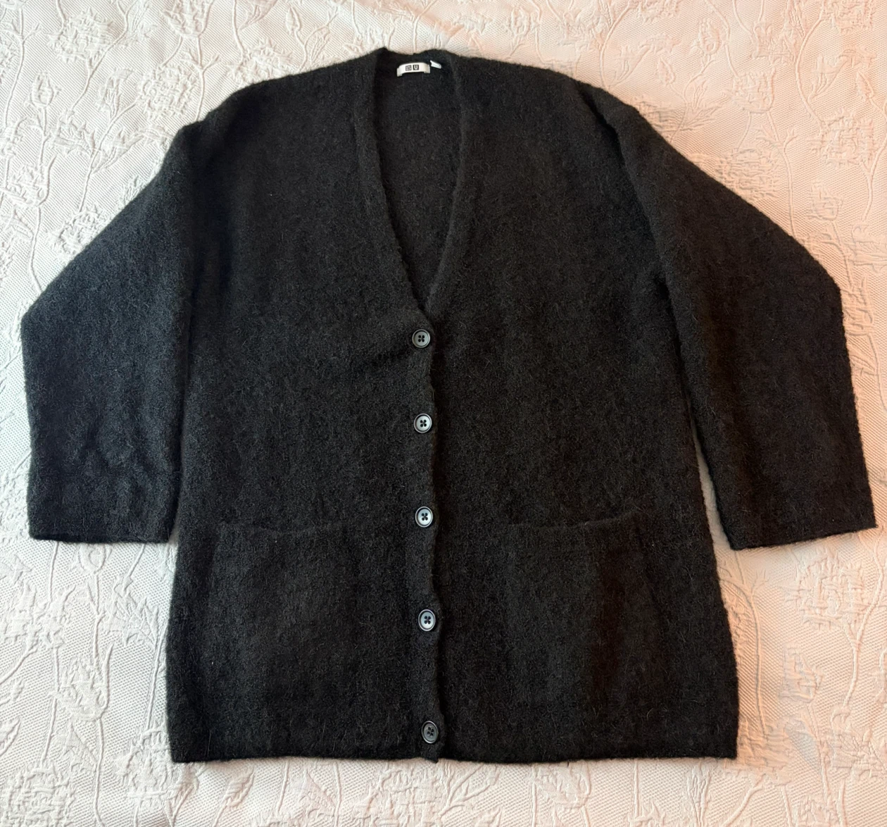 Uniqlo U Black Wool-Blend Cardigan, size Large