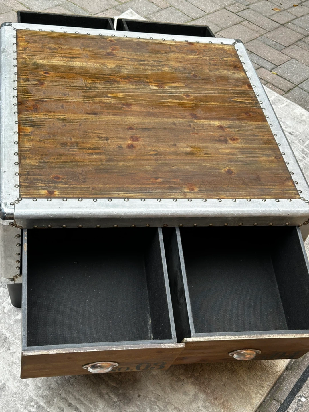 Industrial Wood & Metal Coffee Table with Drawers - photo 5