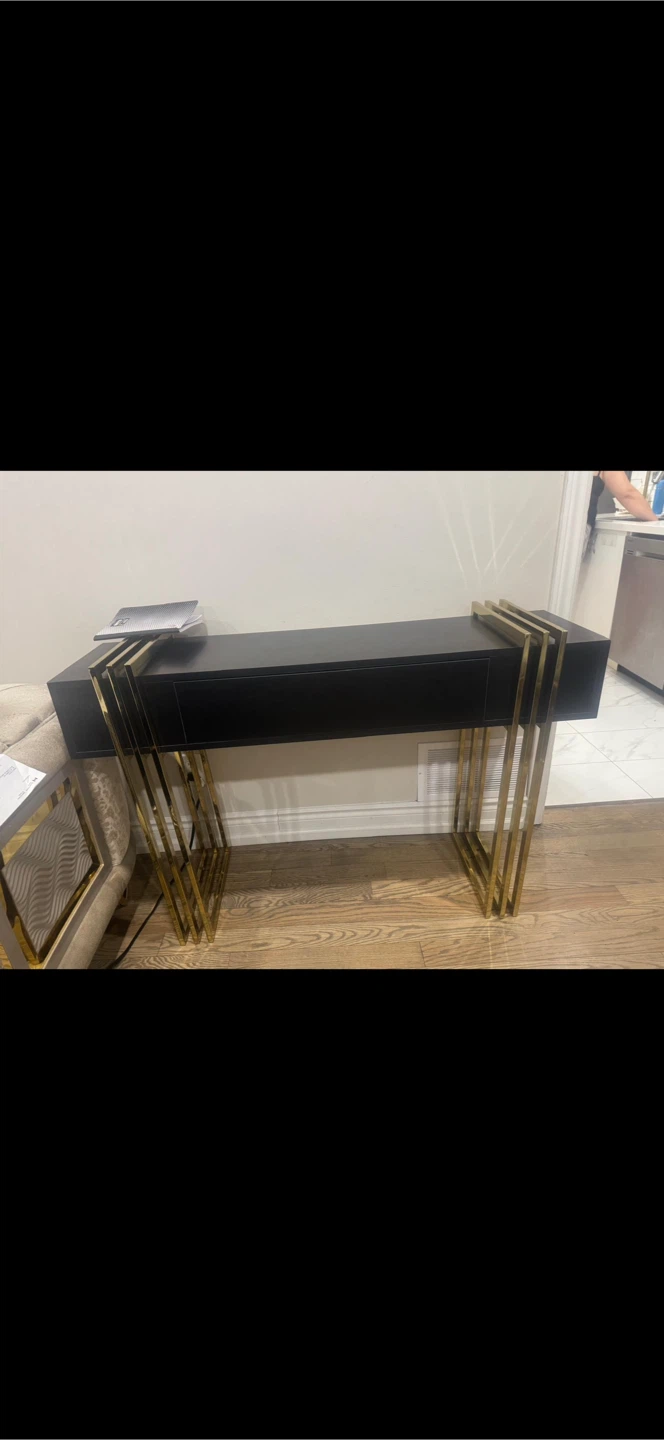 Modern Black and Gold Console Table