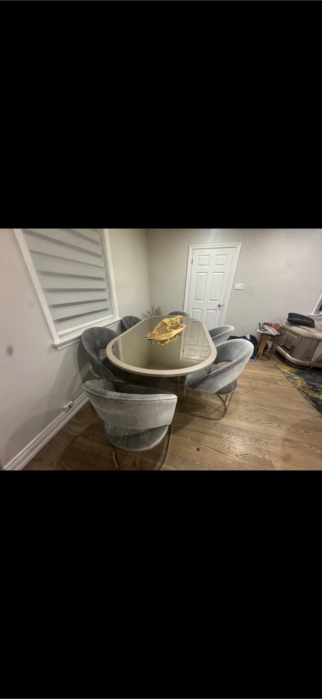 Modern Oval Dining Set with 6 Velvet Chairs - photo 2