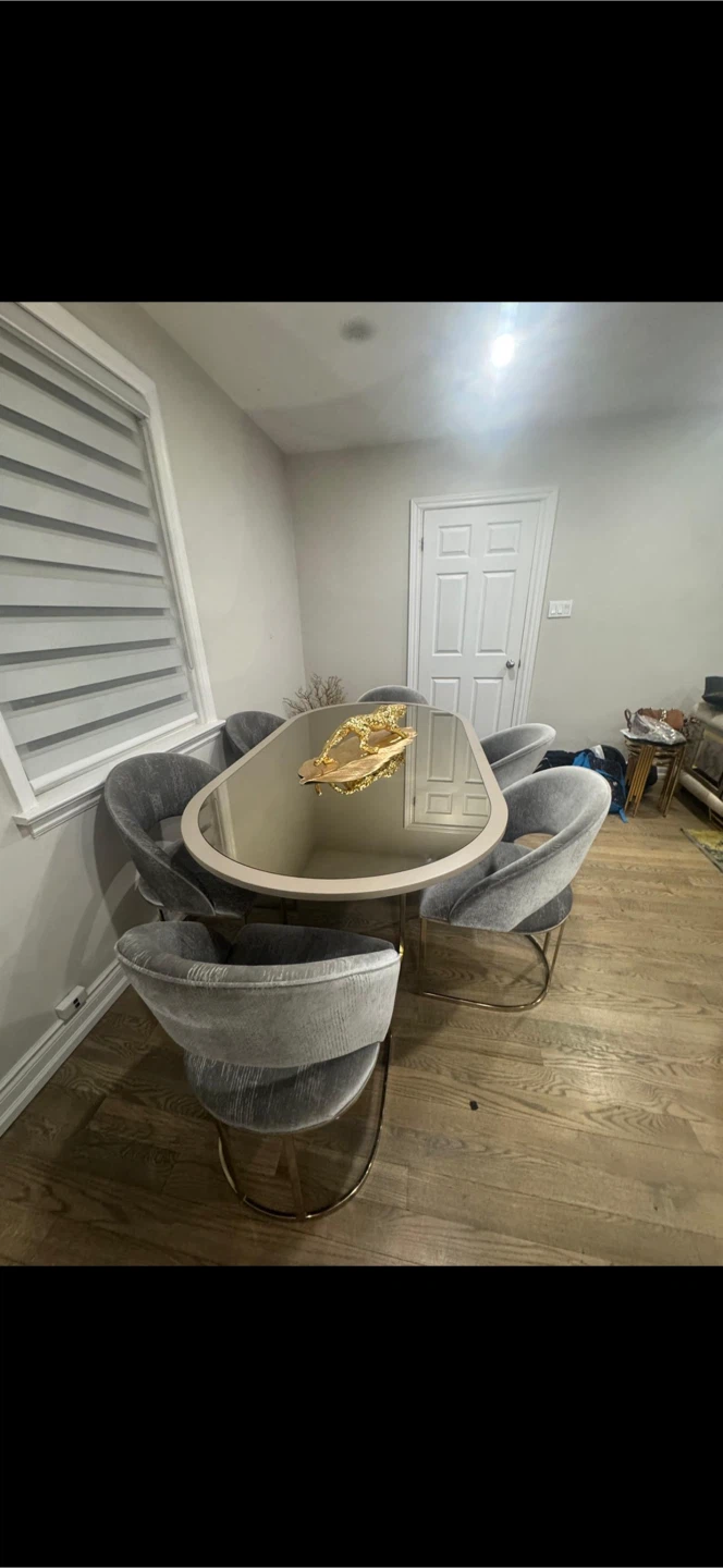 Modern Oval Dining Set with 6 Velvet Chairs - photo 3
