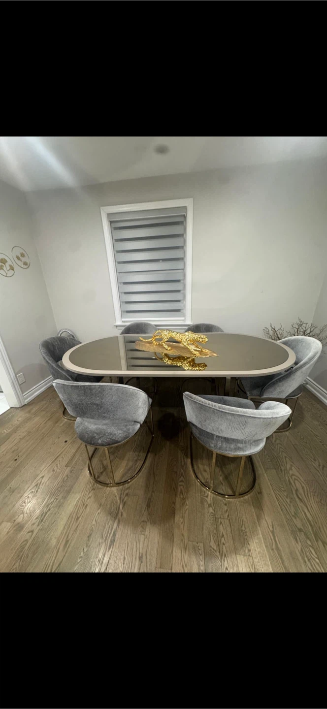 Modern Oval Dining Set with 6 Velvet Chairs - photo 4