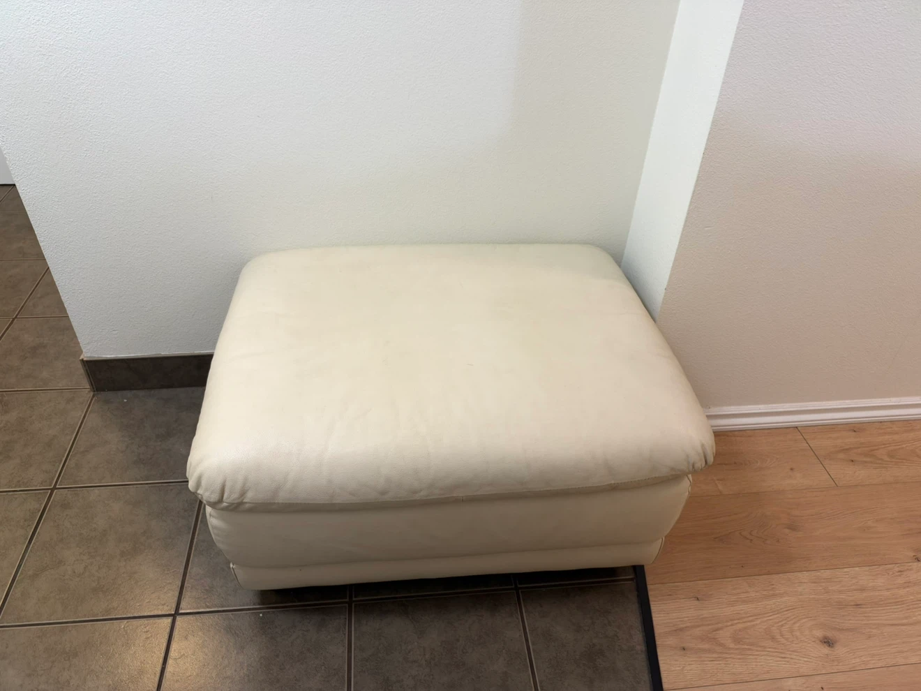 Move out sell - Cream White Leather Ottoman